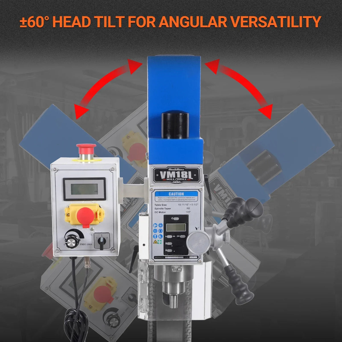 6"x20'' Benchtop Mill Drill Machine, Variable Speed, R8 Spindle, 1 HP, 110V, Brushless Motor Compact Milling Drilling Tool for Garage Shop