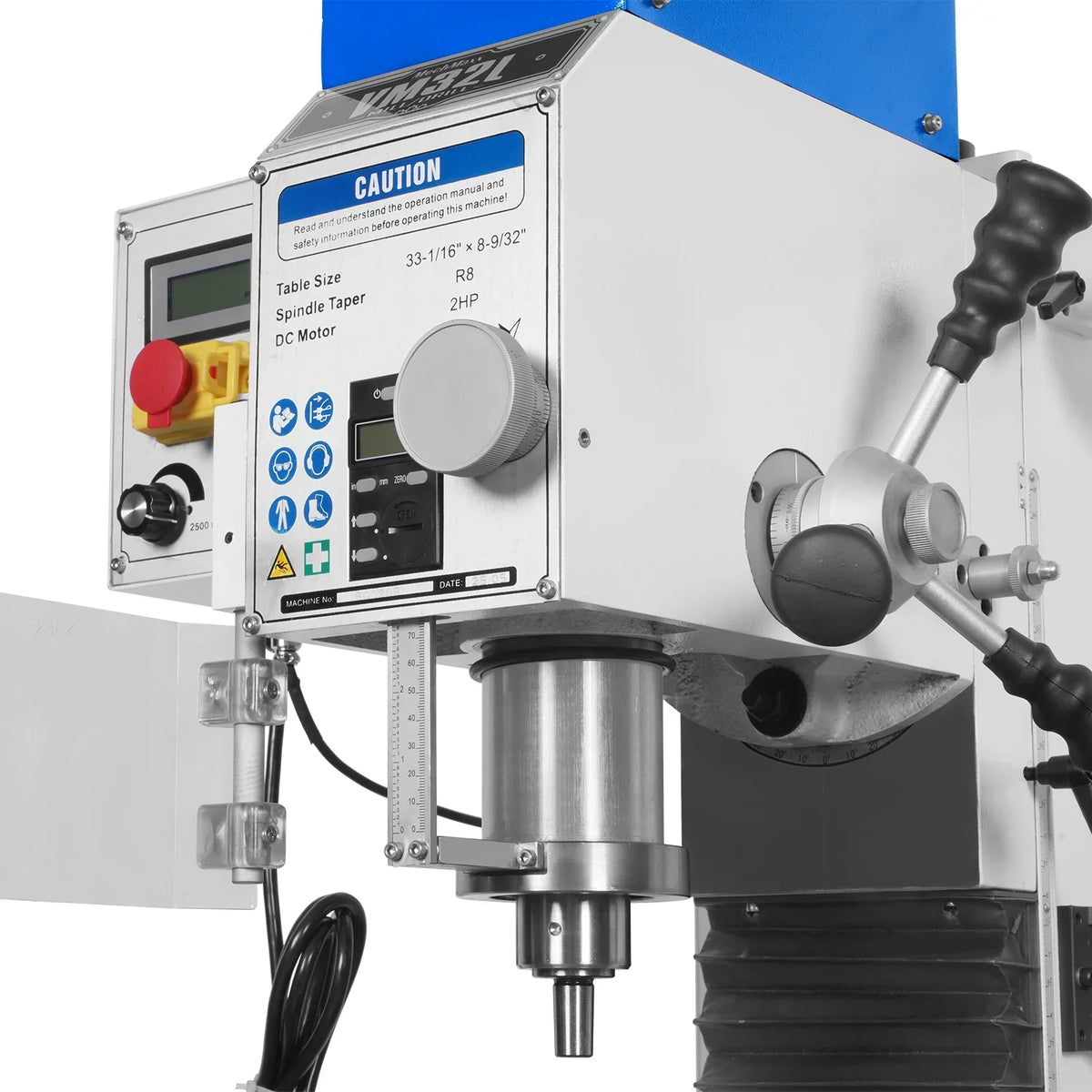 8-1/4"x33'' Industrial Benchtop Mill Drill Machine Brushless Motor, Variable Speed, R8 Spindle, 2 HP, 110V, Compact Milling Drilling Tool for Garage Shop, DIY Metalworking without Stand VM32L