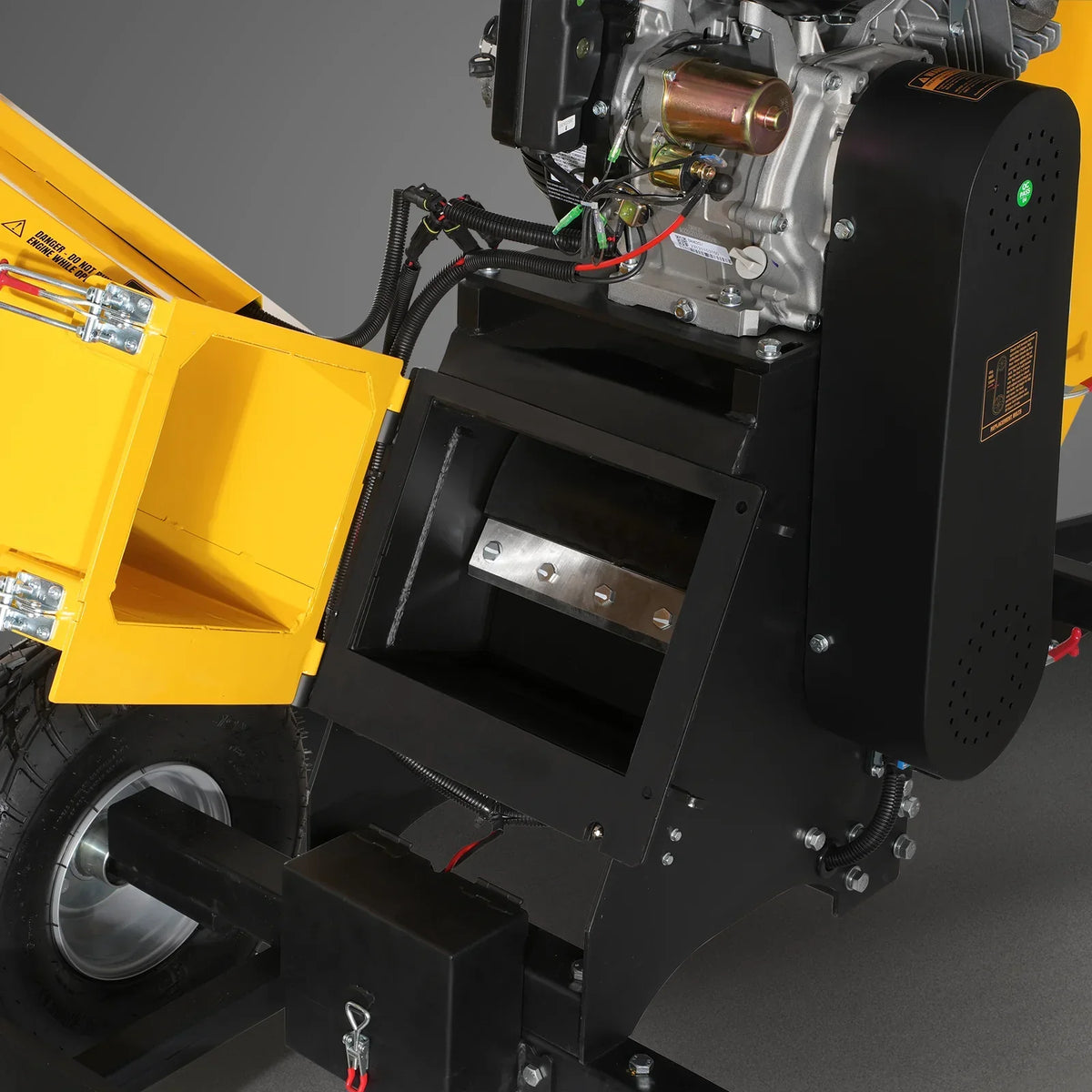 6 inch E-start Zonsen 420cc 15hp Gas Powered 4 - Wheel Drum Wood Chipper with Taillight ,  B150