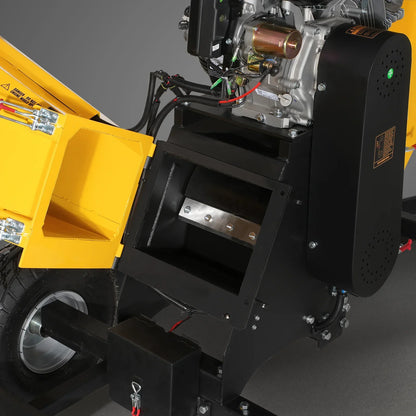 6 inch E-start Zonsen 420cc 15hp Gas Powered 4 - Wheel Drum Wood Chipper with Taillight ,  B150