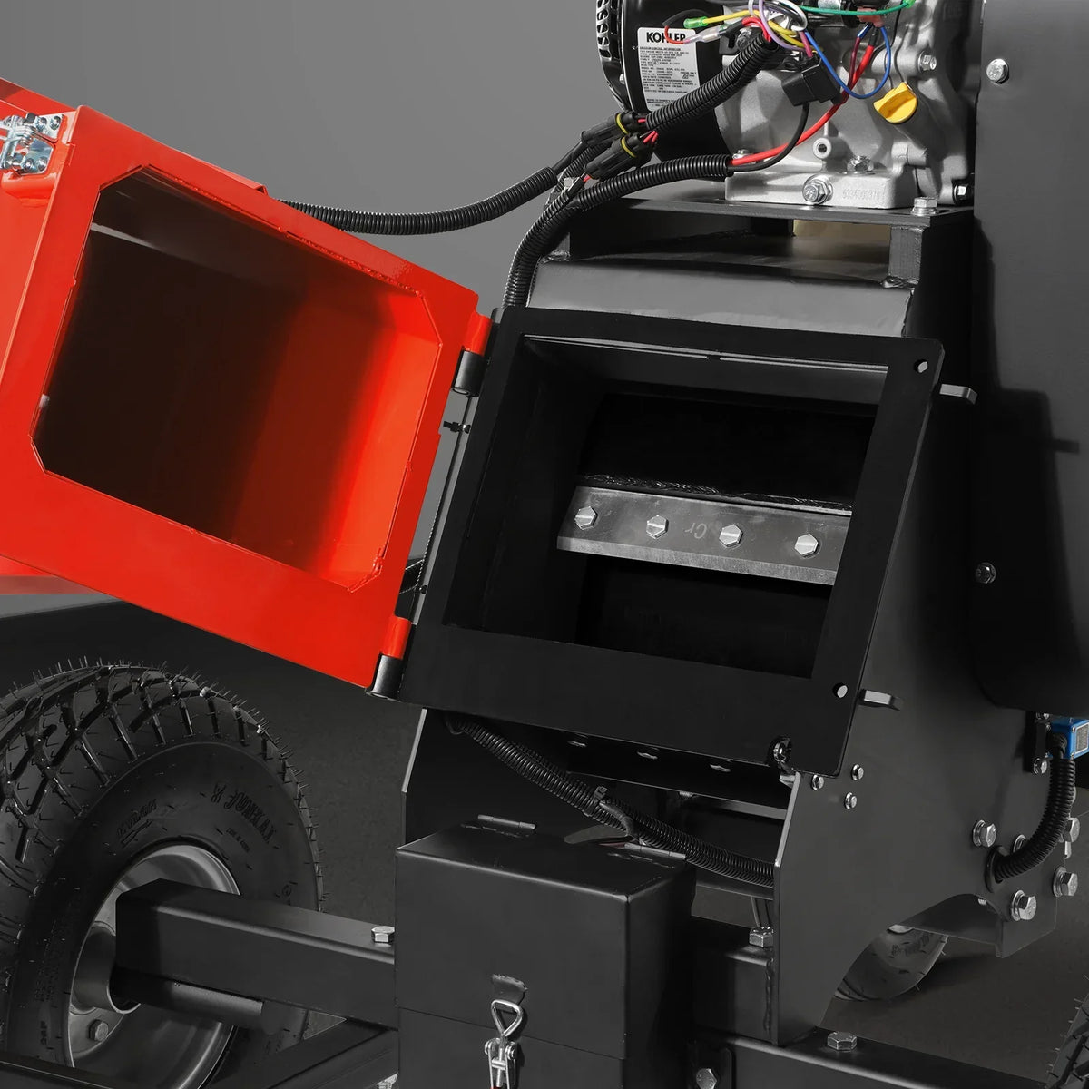 6 inch KOHLER E-Start 429cc 14HP Gas Powered 4 - Wheel Drum Wood Chipper with Taillight ,  B150