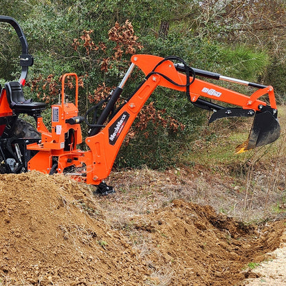8' Tractor Backhoe Attachment with Hydraulic Thumb,  15" Bucket,  ISO/SAE Switchable Controls,  Self-Contained Hydraulic System,  3 Point Hitch Cat.1 & 2,  20-100 HP,  BH760H