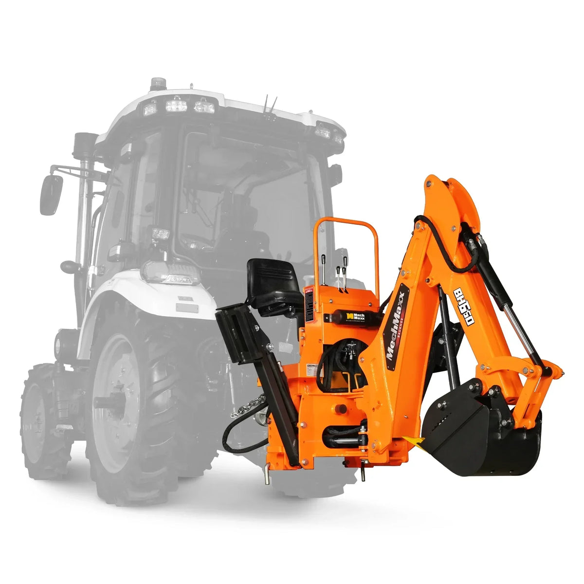 7' Tractor Backhoe Attachment with Mechanical Thumb,  12" Bucket,  ISO/SAE Switchable Controls,  Self-Contained Hydraulic System,  3 Point Hitch Cat.1,  15-50 HP,  BH660M