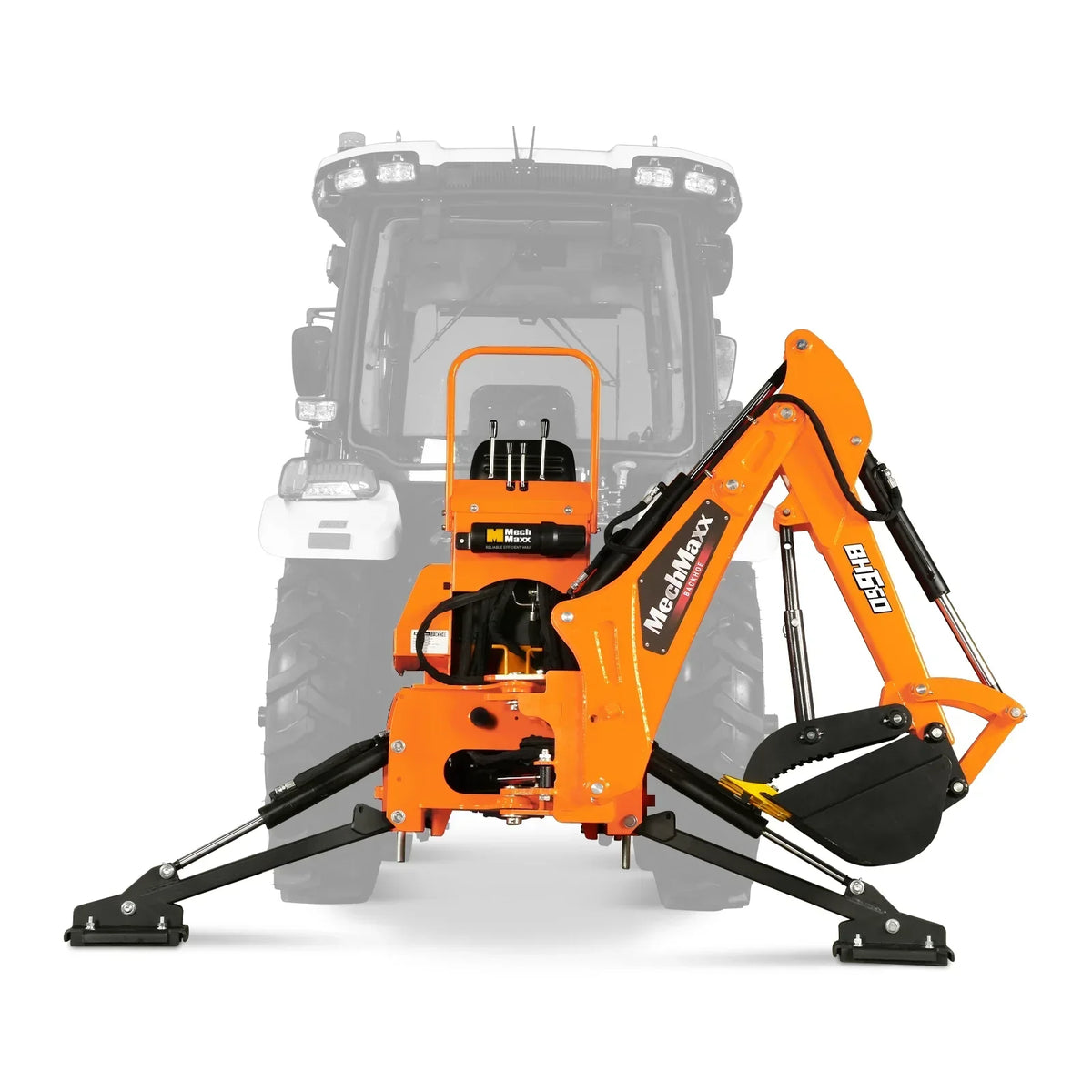 7' Tractor Backhoe Attachment with Mechanical Thumb,  12" Bucket,  ISO/SAE Switchable Controls,  Self-Contained Hydraulic System,  3 Point Hitch Cat.1,  15-50 HP,  BH660M