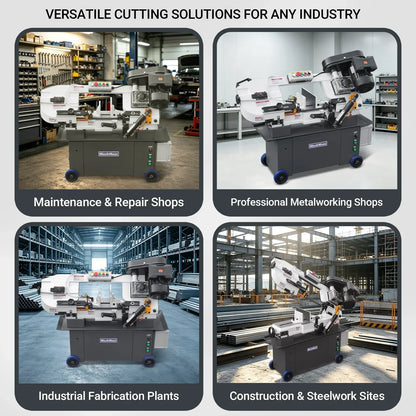 7" x 12" Metal Band Saw, 1.5 HP 115V/230V Dual Voltage 4-Speed Horizontal Vertical Bandsaw with Hydraulic Downfeed, Coolant System & Adjustable Angle Cutting for Steel, Aluminum, Pipe & Structural Metal BS-712N