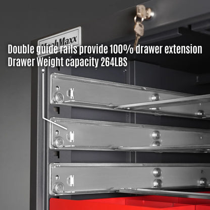 Heavy Duty Modular Drawer Cabinet - 9 Drawer,  59" H x 28.5" W x 28.5" D Tool Storage Organizer,  Steel Construction