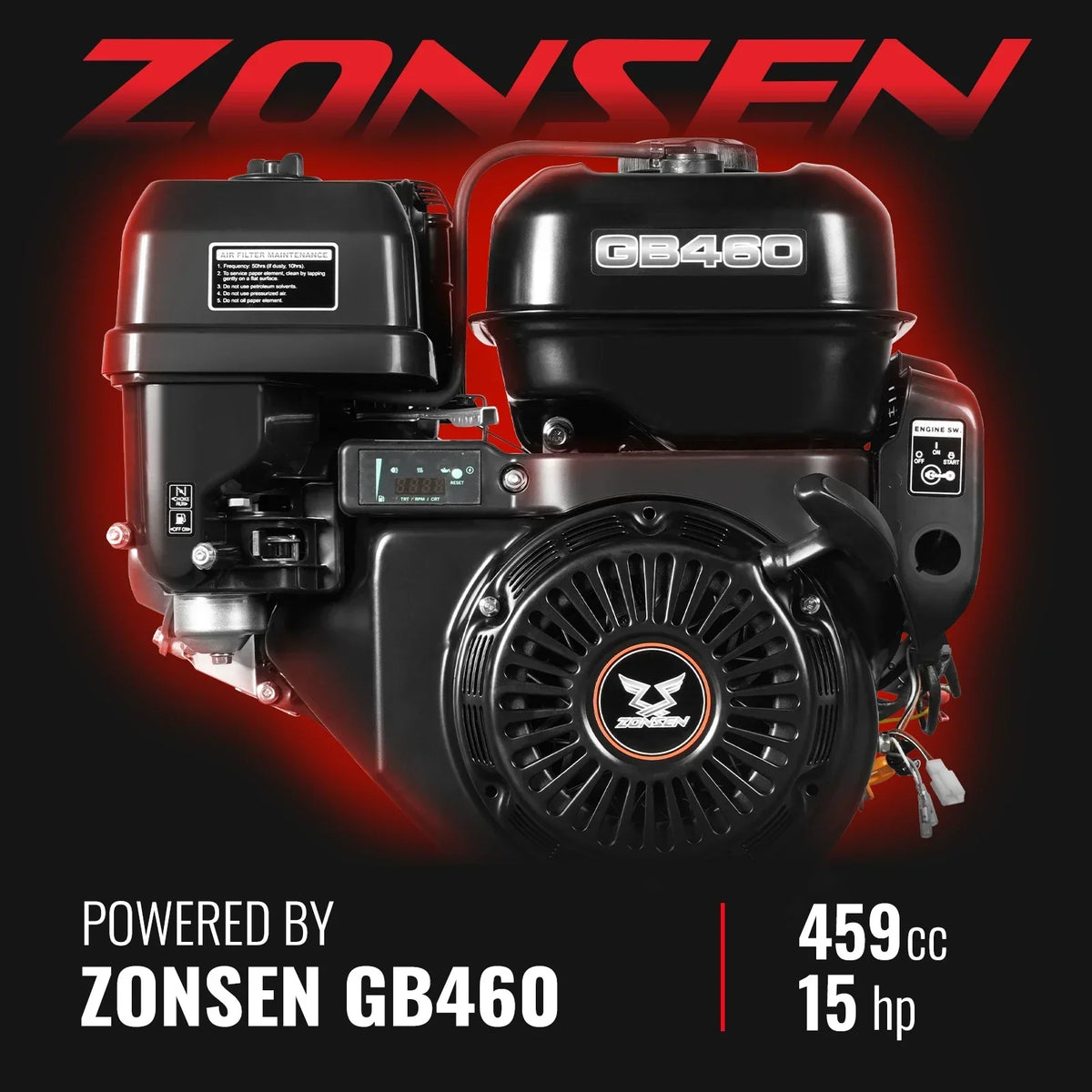 5 inch E-start ZONSEN 459cc Gasoline Engine Powered Wood Chipper ,  GS1500