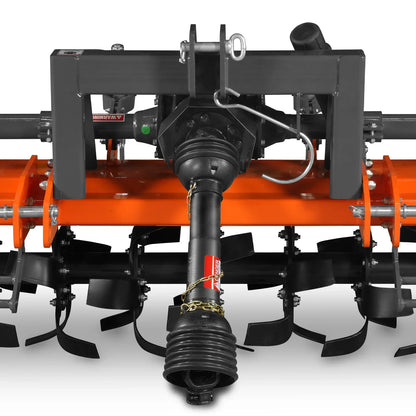 90 in Heavy Duty Rotary Tiller,  3 Point Hitch Cat.2,  Gear Drive,  PTO Shaft Included with Slip Clutch,  50-90 HP,  HRT90