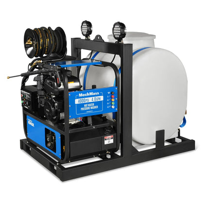 4000 PSI 4 GPM KOHLER E-Start Engine Hot Water Pressure Washer Skid Mounted with 175 Gal Tank,  HPW40KT