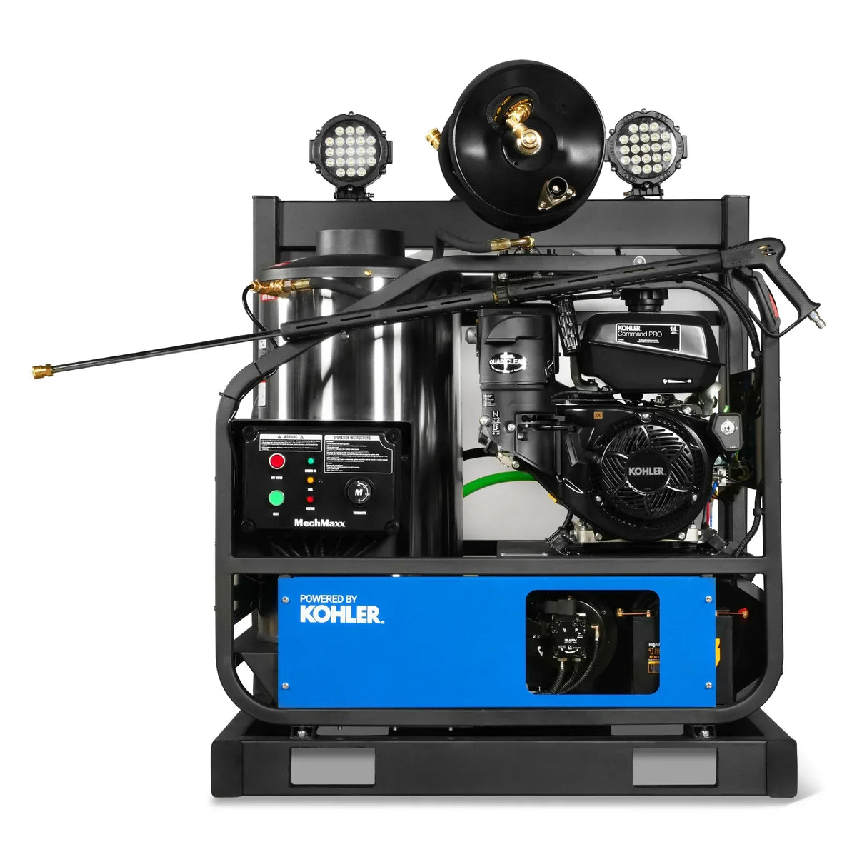 4000 PSI 4 GPM KOHLER E-Start Engine Hot Water Pressure Washer Skid Mounted with 245 Gal Tank,  HPW40KBT