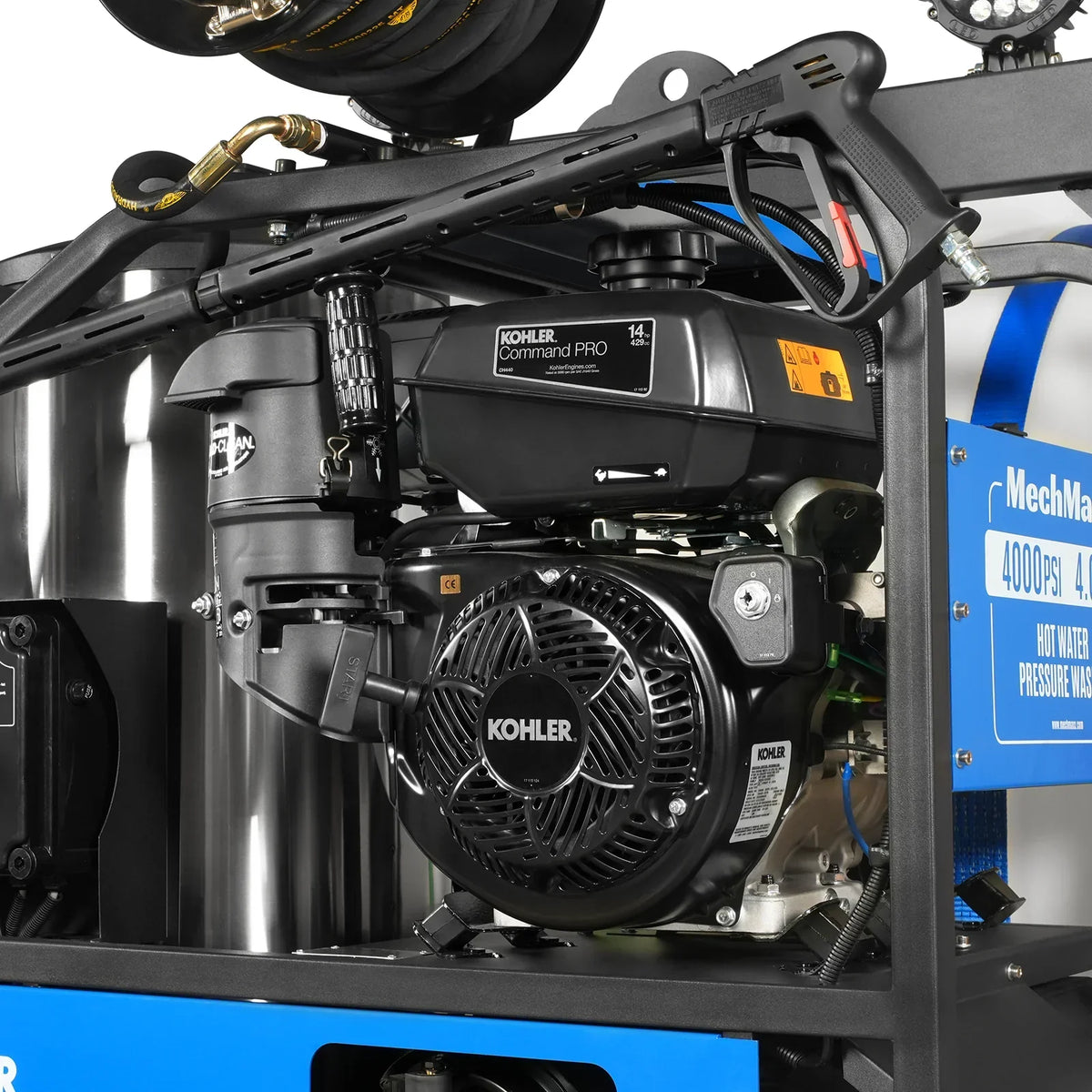 4000 PSI 4 GPM KOHLER E-Start Engine Hot Water Pressure Washer Skid Mounted with 175 Gal Tank,  HPW40KT