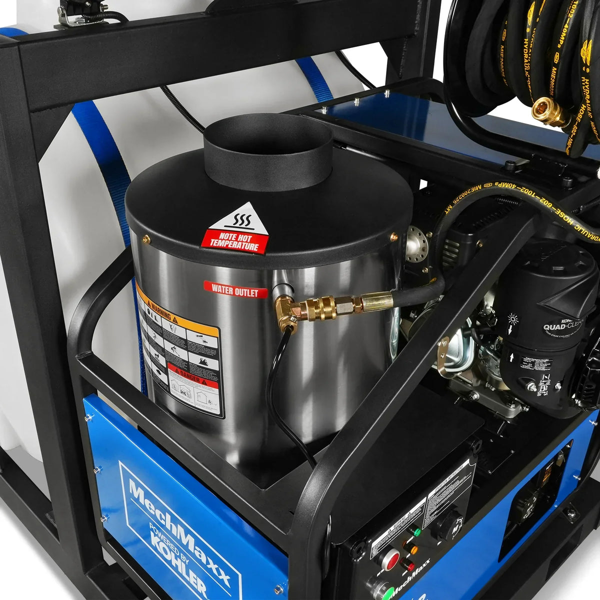 4000 PSI 4 GPM KOHLER E-Start Engine Hot Water Pressure Washer Skid Mounted with 175 Gal Tank,  HPW40KT