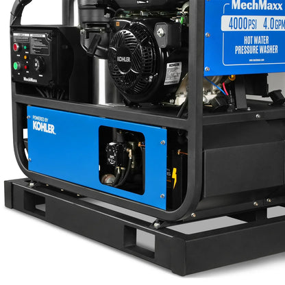 4000 PSI 4 GPM KOHLER E-Start Engine Hot Water Pressure Washer Skid Mounted with 175 Gal Tank,  HPW40KT