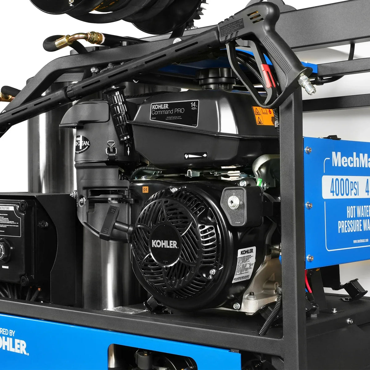 4000 PSI 4 GPM KOHLER E-Start Engine Hot Water Pressure Washer Skid Mounted with 245 Gal Tank,  HPW40KBT
