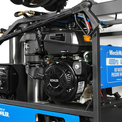 4000 PSI 4 GPM KOHLER E-Start Engine Hot Water Pressure Washer Skid Mounted with 245 Gal Tank,  HPW40KBT
