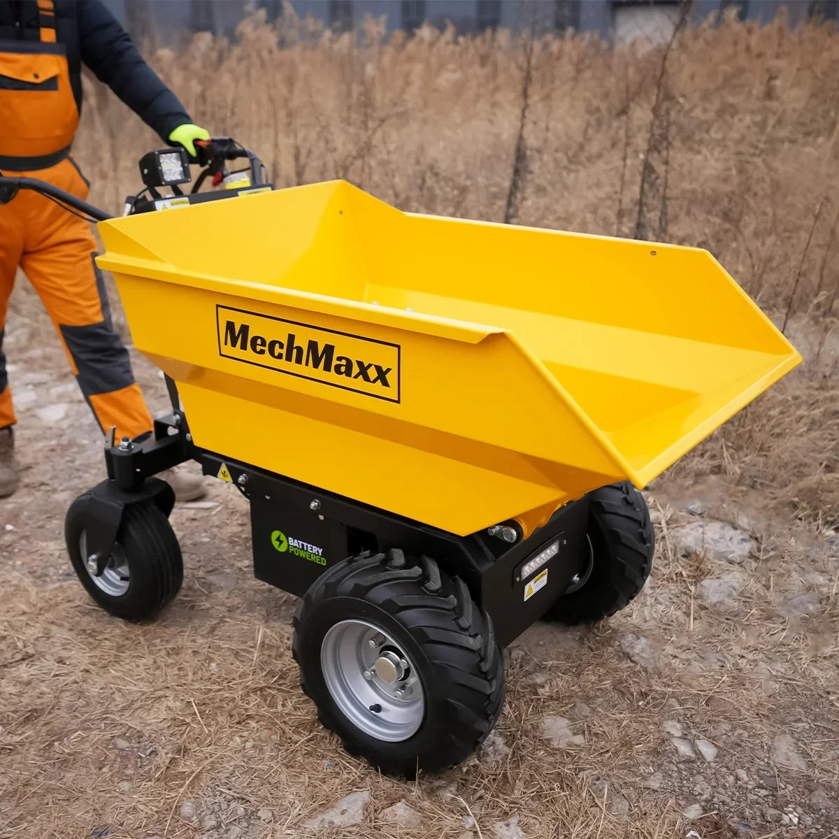 MechMaxx 1100Lbs Loading Battery Powered Barrow Electric Mini Dumper for Sale,  1000W 48V Brushless DC Motor,  E50