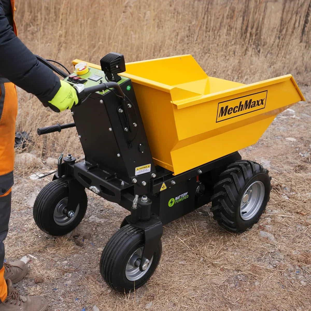 MechMaxx 1100Lbs Loading Battery Powered Barrow Electric Mini Dumper for Sale,  1000W 48V Brushless DC Motor,  E50