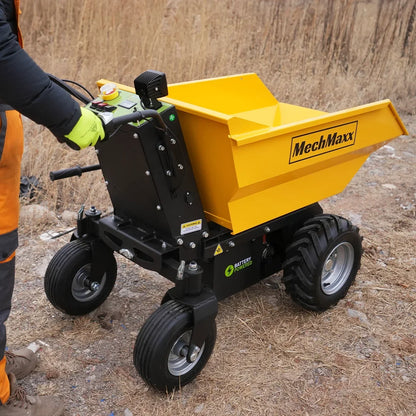 MechMaxx 1100Lbs Loading Battery Powered Barrow Electric Mini Dumper for Sale,  1000W 48V Brushless DC Motor,  E50