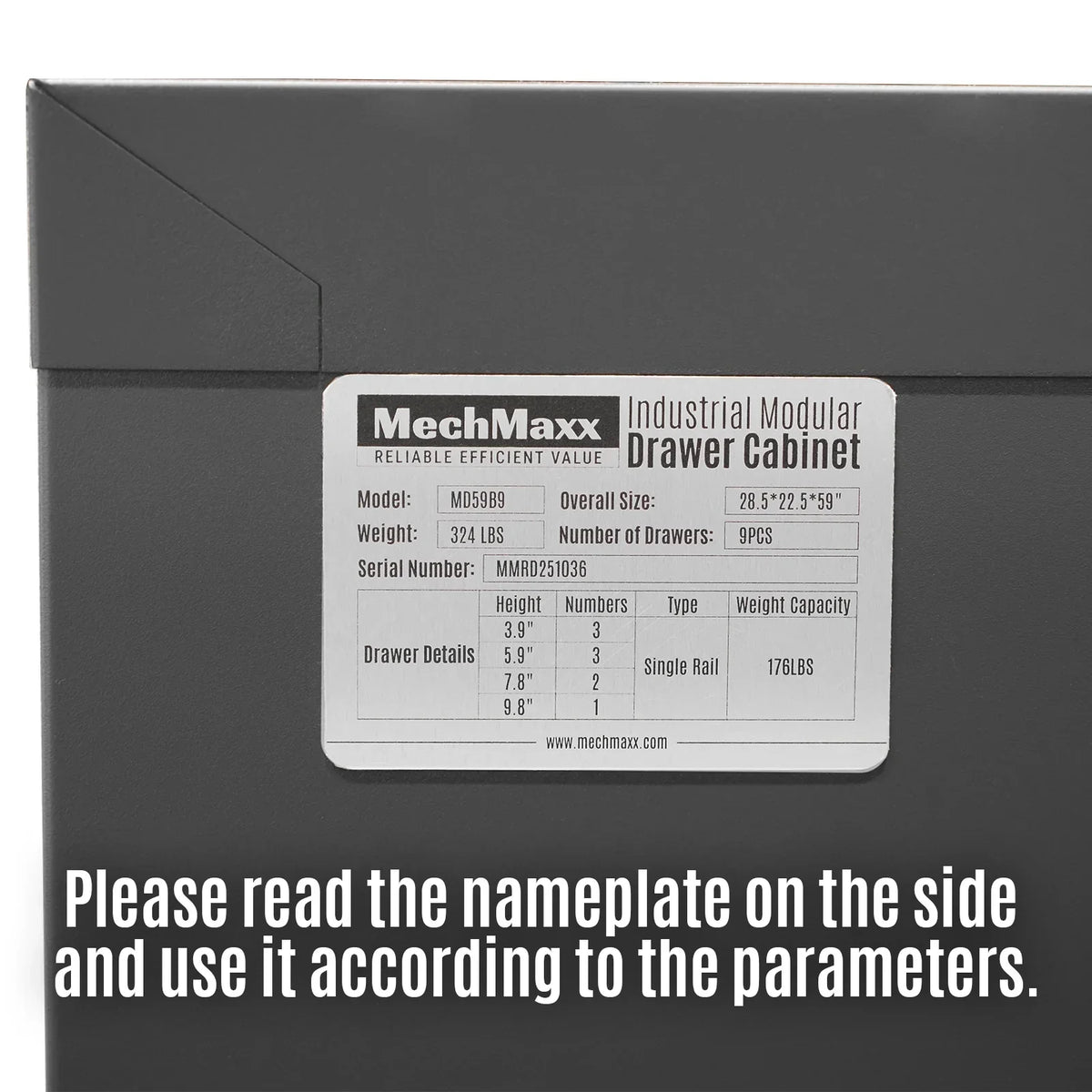 Heavy Duty Modular Drawer Cabinet – 9 Drawer, 59" H x 28.5" W x 22.5" D Tool Storage Organizer, Steel Construction