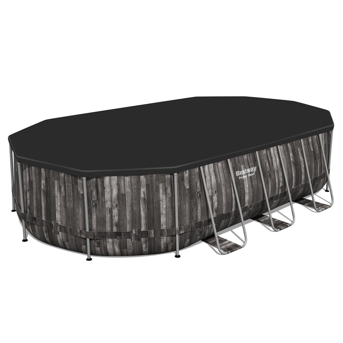 Bestway Power Steel 20′ x 12′ x 48″ Oval Above Ground Outdoor Swimming Pool-Set