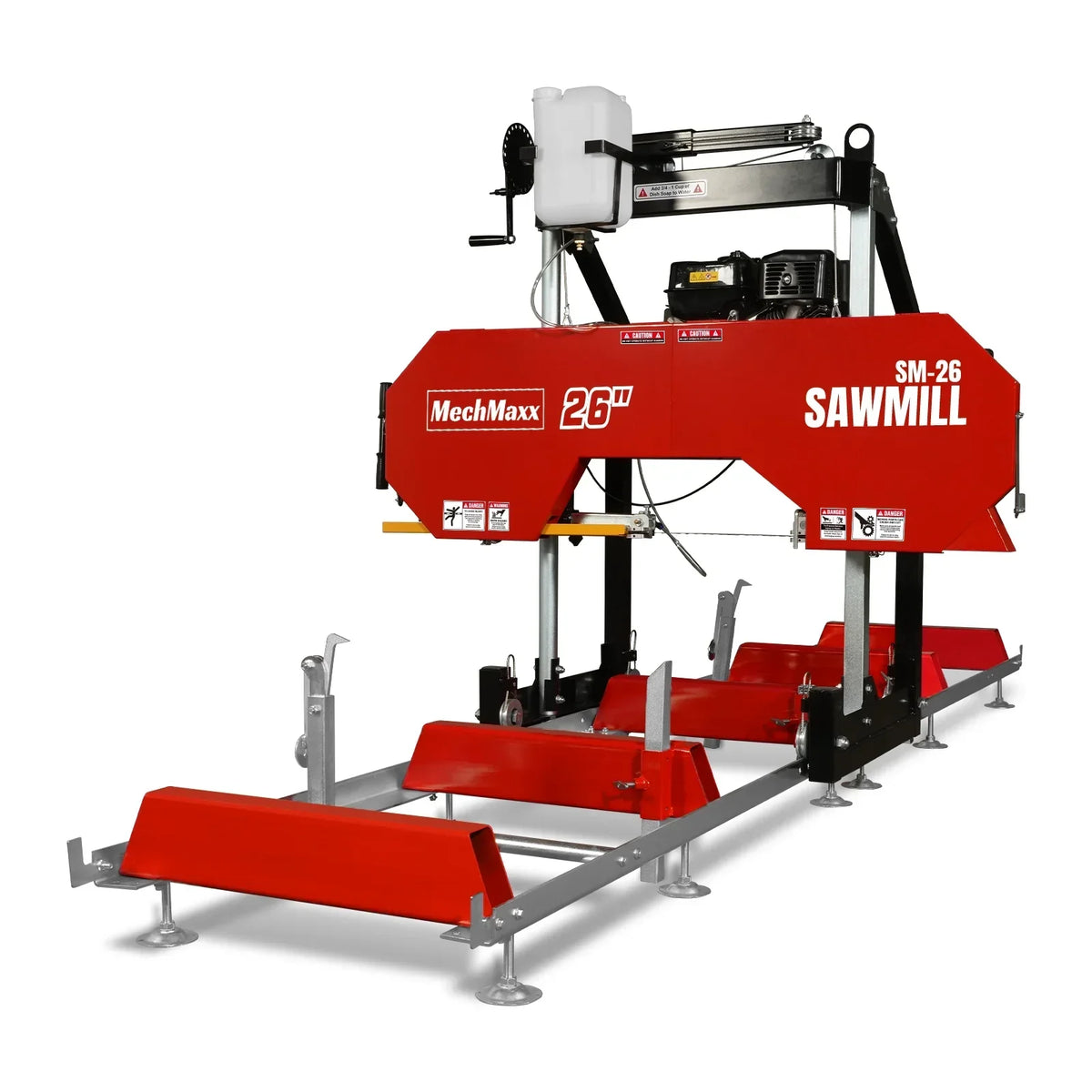 26" Portable Sawmill,  420cc 15HP E-Start Gasoline Engine,  20" Board  Width,  13' Track Length ,  SM-26