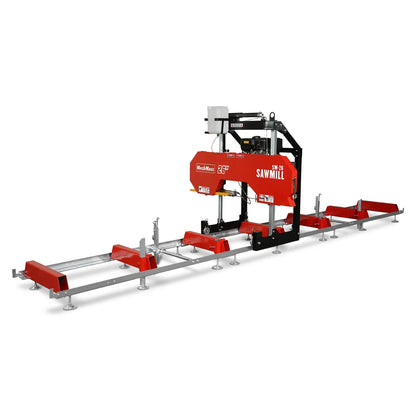26" Portable Sawmill (5x Blades Included),  459cc 15HP E-Start Gasoline Engine,  20" Board Width,  20' Track Length (13' Track Length + 6.4' Track Extension Included) ,  SM-26