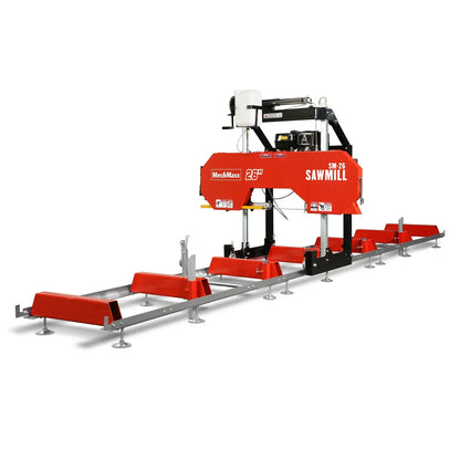 26" Portable Sawmill (5x Blades Included),  KOHLER CH440 429cc E-Start Gasoline Engine,  20" Board Width,  20' Track Length (13' Track Length + 6.4' Track Extension Included) ,  SM-26