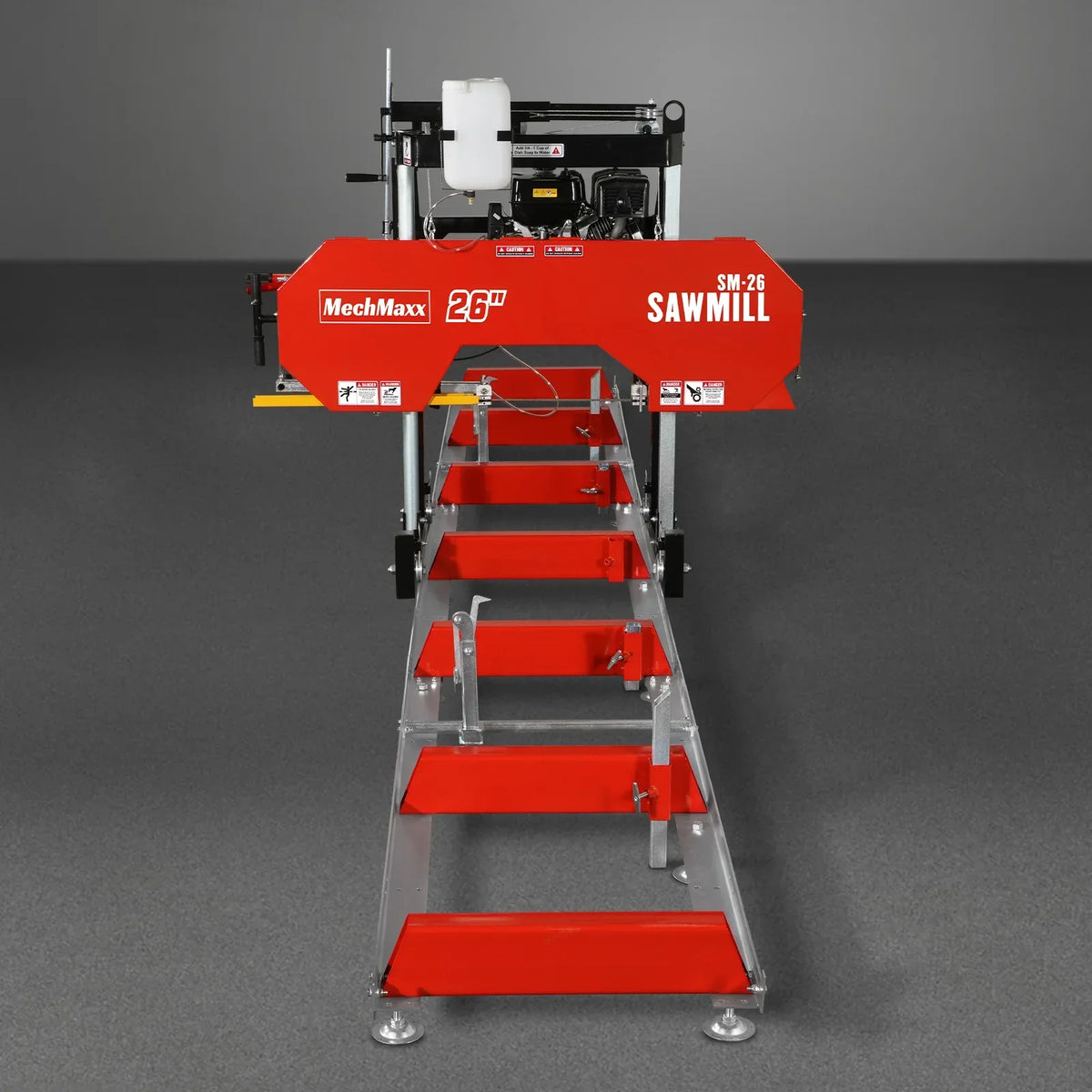 26" Portable Sawmill (5x Blades Included),  KOHLER CH440 429cc E-Start Gasoline Engine,  20" Board Width,  20' Track Length (13' Track Length + 6.4' Track Extension Included) ,  SM-26
