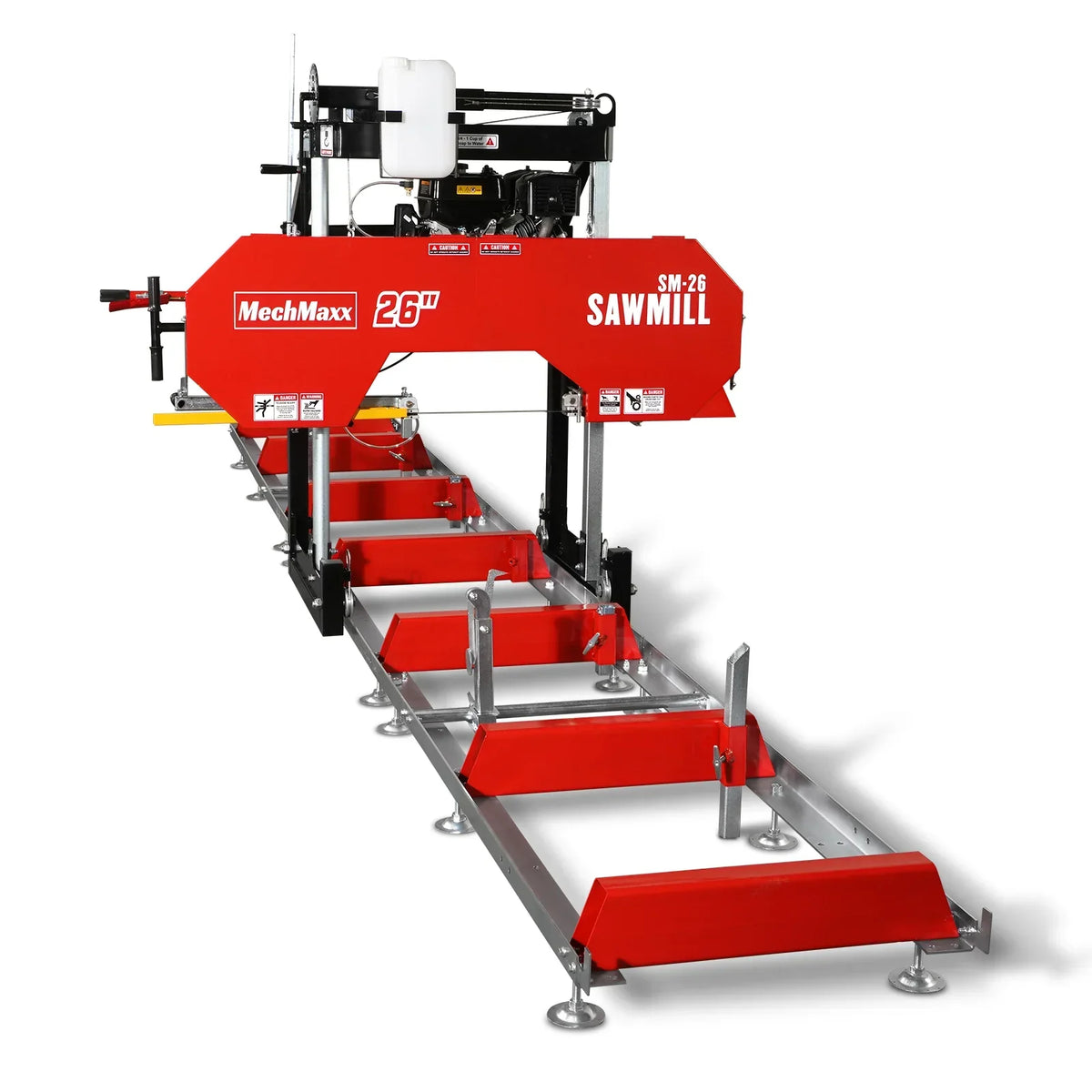 26" Portable Sawmill (5x Blades Included),  KOHLER CH440 429cc E-Start Gasoline Engine,  20" Board Width,  20' Track Length (13' Track Length + 6.4' Track Extension Included) ,  SM-26