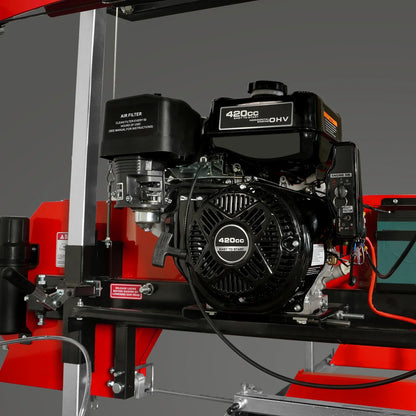 32" Portable Sawmill,  420cc 15HP DUCAR E-Start Gasoline Engine,  29" Board Width,  13' Track Length ,  SM32