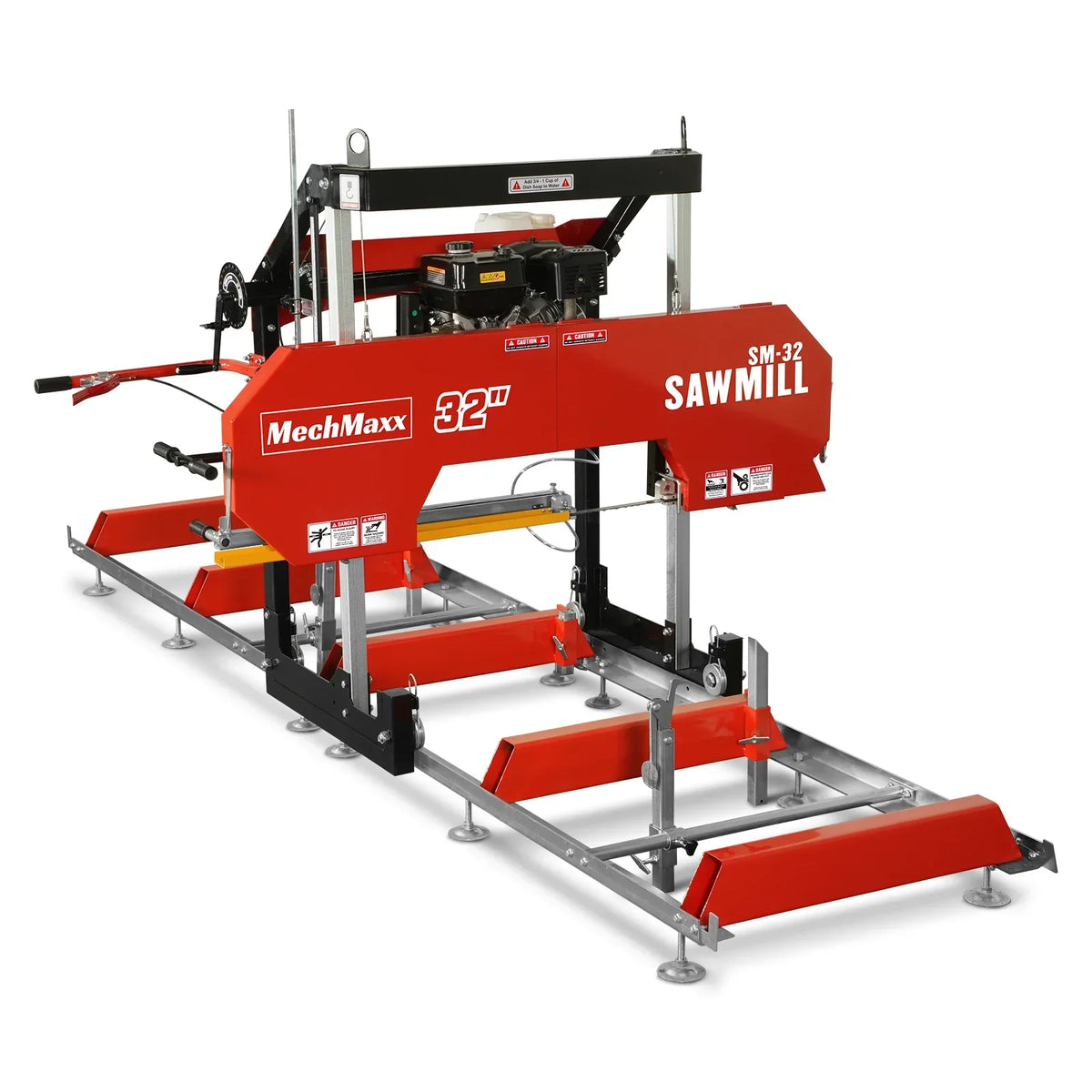 32" Portable Sawmill,  420cc 15HP DUCAR E-Start Gasoline Engine,  29" Board Width,  13' Track Length ,  SM32