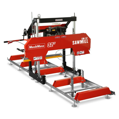 32" Portable Sawmill,  420cc 15HP DUCAR E-Start Gasoline Engine,  29" Board Width,  13' Track Length ,  SM32