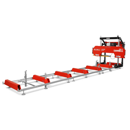 32" Portable Sawmill (5 x Blades Included),  HONDA GX390 389cc E-Start Gasoline Engine,  26.5" Board Width,  20' Track Length (13' Track Length + 6.4' Track Extension Included) ,  SM-32