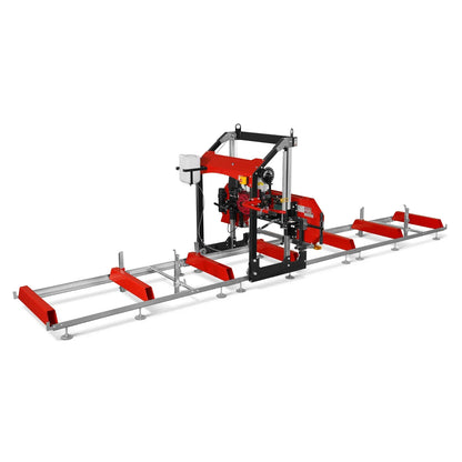 32" Portable Sawmill (5 x Blades Included),  HONDA GX390 389cc E-Start Gasoline Engine,  26.5" Board Width,  20' Track Length (13' Track Length + 6.4' Track Extension Included) ,  SM-32