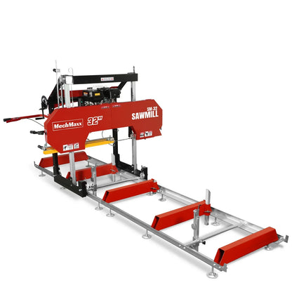32" Portable Sawmill,  420cc 15HP DUCAR E-Start Gasoline Engine,  29" Board Width,  13' Track Length ,  SM32