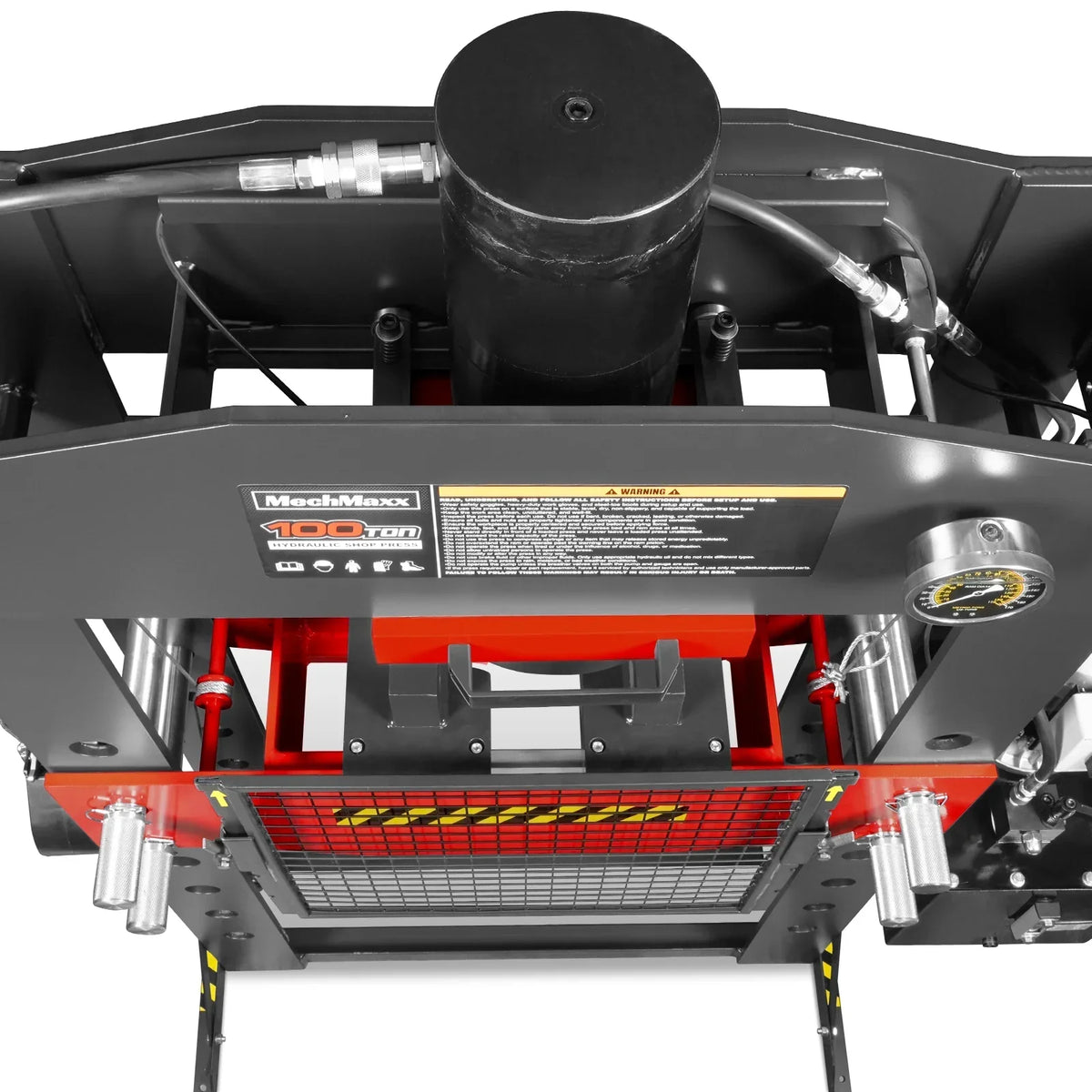 100 Ton H-Frame Electric Hydraulic Shop Press with Hand Winch, 110V Motor, Fully Welded Steel Frame, Safety Guard, HSP100E