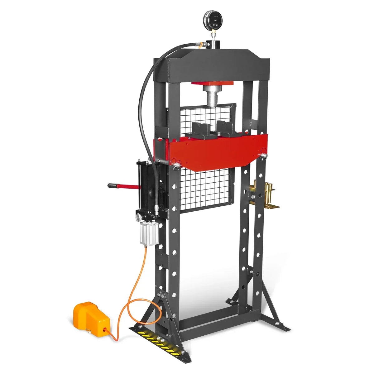 20 Ton H-Frame Air/Hydraulic Shop Press with Press Pin Kit, Fully Welded Steel Frame, Safety Guard, Foot Pedal Control, HSP20
