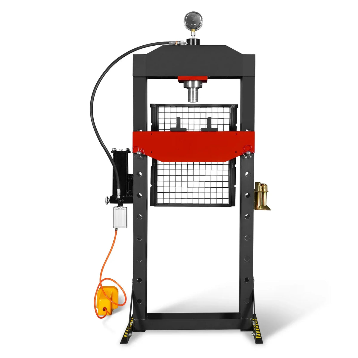 20 Ton H-Frame Air/Hydraulic Shop Press with Press Pin Kit, Fully Welded Steel Frame, Safety Guard, Foot Pedal Control, HSP20
