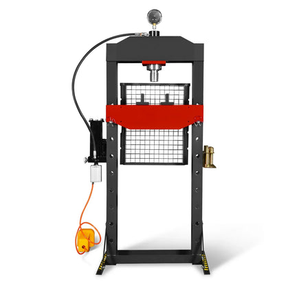 20 Ton H-Frame Air/Hydraulic Shop Press with Press Pin Kit, Fully Welded Steel Frame, Safety Guard, Foot Pedal Control, HSP20