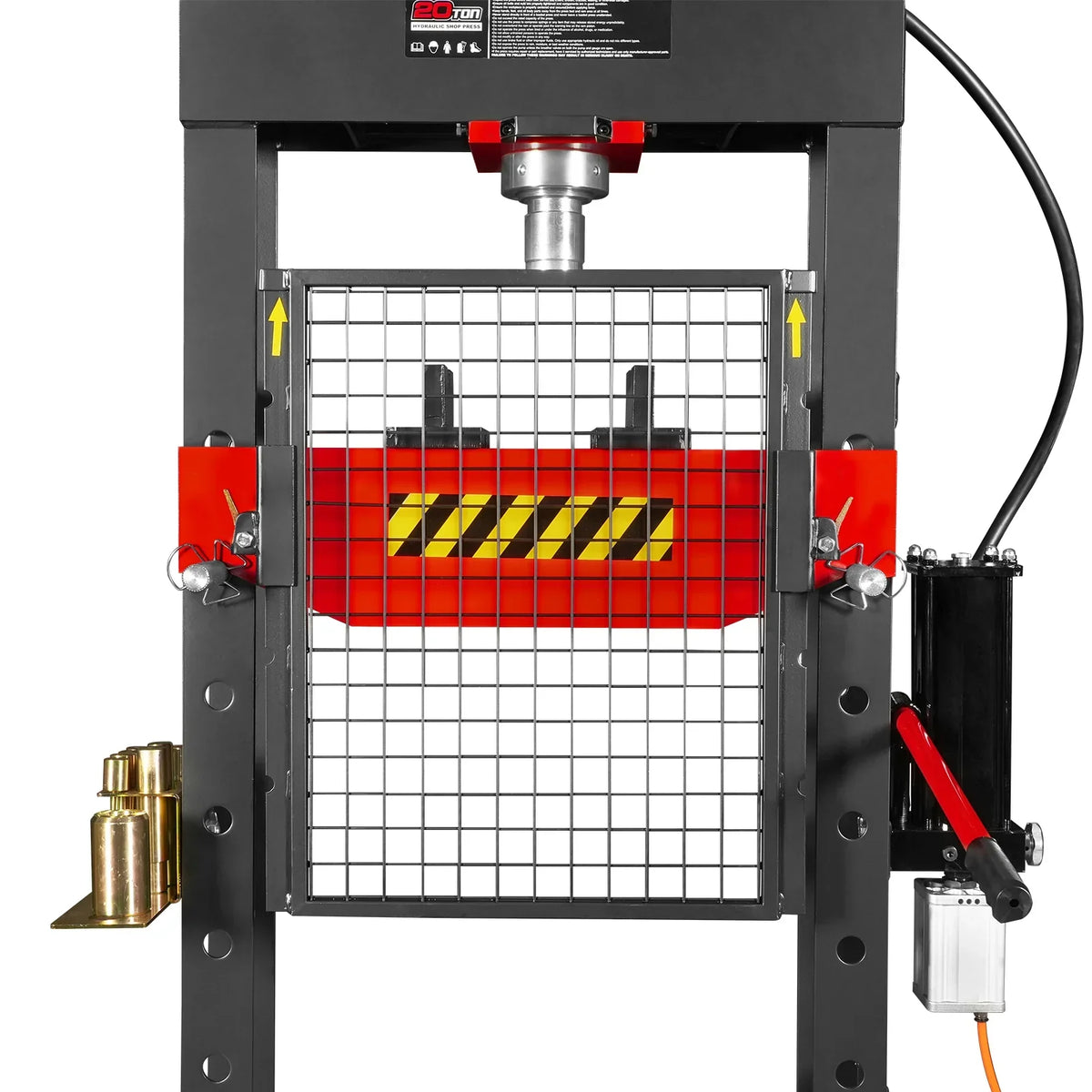 20 Ton H-Frame Air/Hydraulic Shop Press with Press Pin Kit, Fully Welded Steel Frame, Safety Guard, Foot Pedal Control, HSP20