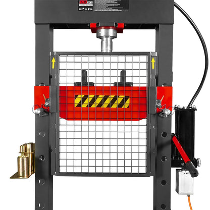 20 Ton H-Frame Air/Hydraulic Shop Press with Press Pin Kit, Fully Welded Steel Frame, Safety Guard, Foot Pedal Control, HSP20