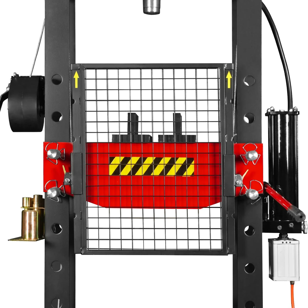 30 Ton H-Frame Air/Hydraulic Shop Press with Hand Winch & Press Pin Kit,  Fully Welded Steel Frame,  Safety Guard,  Foot Pedal Control,  HSP30