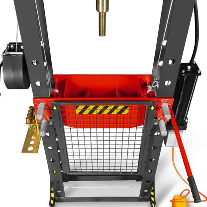 30 Ton H-Frame Air/Hydraulic Shop Press with Hand Winch & Press Pin Kit,  Fully Welded Steel Frame,  Safety Guard,  Foot Pedal Control,  HSP30