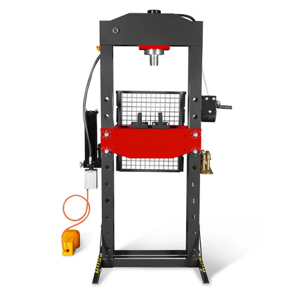 30 Ton H-Frame Air/Hydraulic Shop Press with Hand Winch & Press Pin Kit,  Fully Welded Steel Frame,  Safety Guard,  Foot Pedal Control,  HSP30