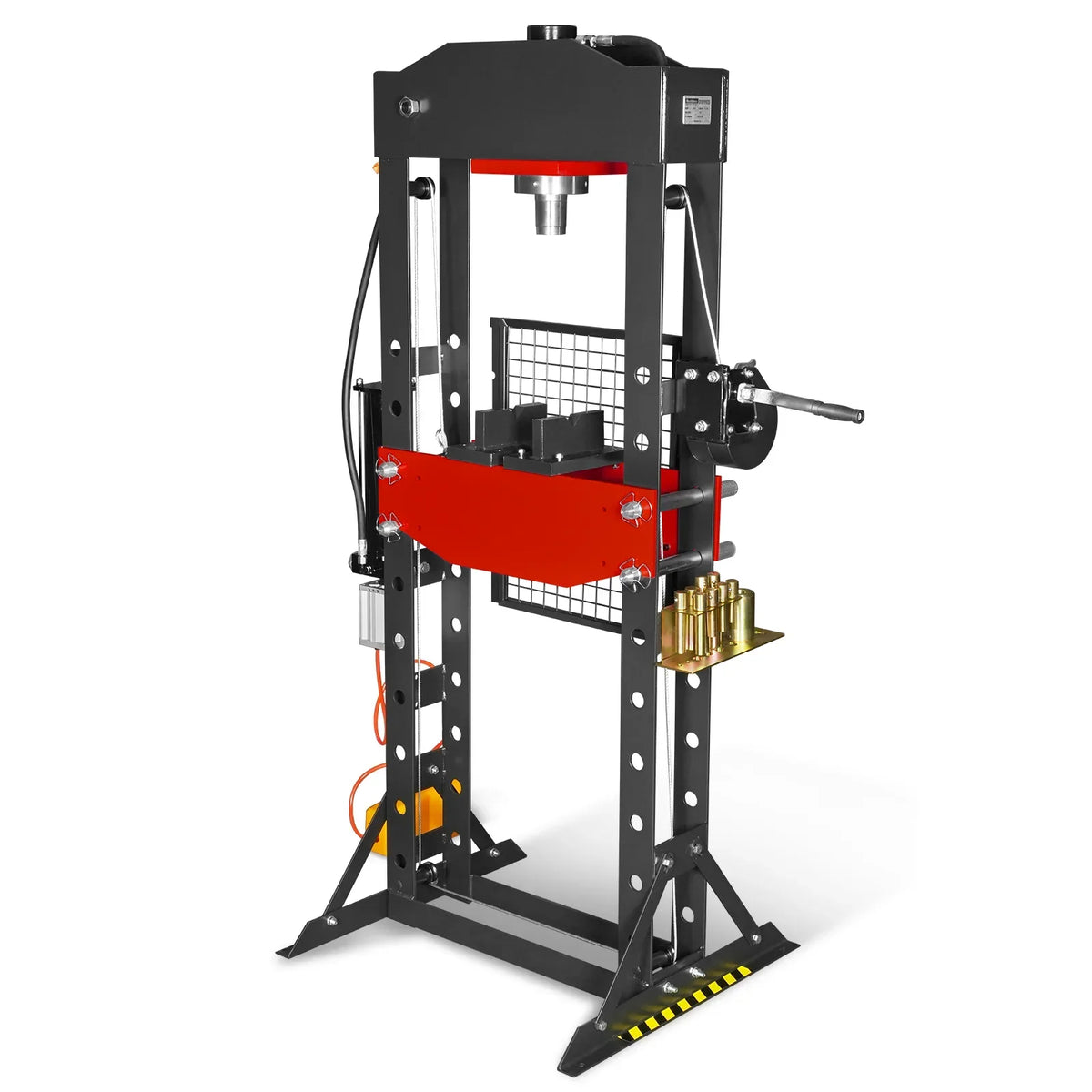30 Ton H-Frame Air/Hydraulic Shop Press with Hand Winch & Press Pin Kit,  Fully Welded Steel Frame,  Safety Guard,  Foot Pedal Control,  HSP30