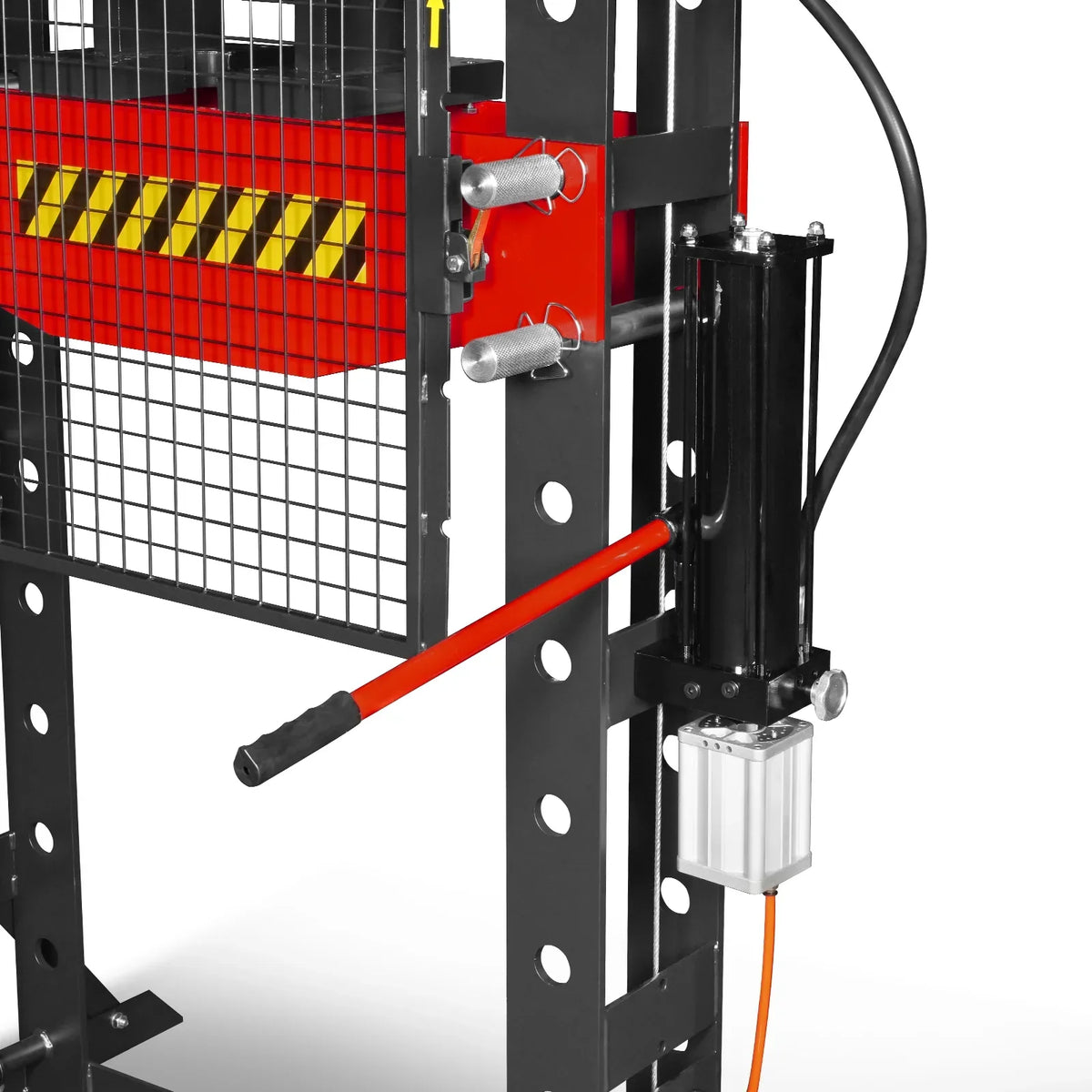 50 Ton H-Frame Air/Hydraulic Shop Press with Hand Winch & Press Pin Kit,  Fully Welded Steel Frame,  Safety Guard,  Foot Pedal Control,  HSP50