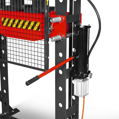 50 Ton H-Frame Air/Hydraulic Shop Press with Hand Winch & Press Pin Kit,  Fully Welded Steel Frame,  Safety Guard,  Foot Pedal Control,  HSP50