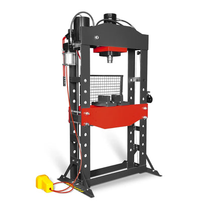 75 Ton H-Frame Air/Hydraulic Shop Press with Hand Winch,  Fully Welded Steel Frame,  Safety Guard,  Foot Pedal Control,  HSP75