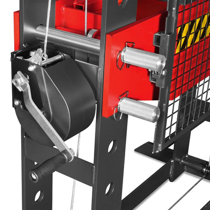 75 Ton H-Frame Air/Hydraulic Shop Press with Hand Winch,  Fully Welded Steel Frame,  Safety Guard,  Foot Pedal Control,  HSP75
