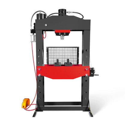 75 Ton H-Frame Air/Hydraulic Shop Press with Hand Winch,  Fully Welded Steel Frame,  Safety Guard,  Foot Pedal Control,  HSP75